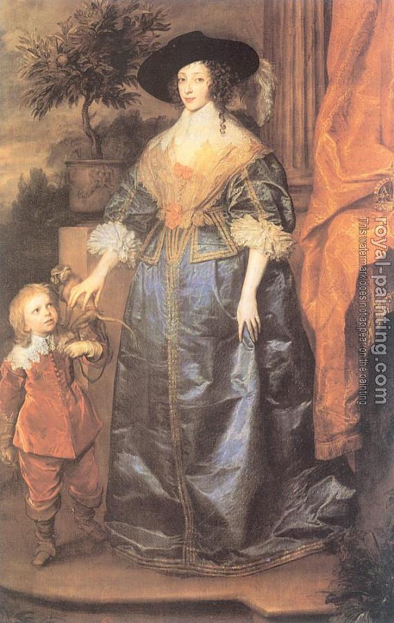 Anthony Van Dyck : Henrietta Maria and the Dwarf Sir Jeffrey Hudson